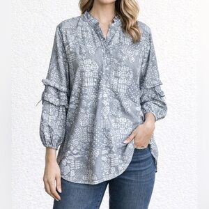 Dylan Paisley Boho Blouson Sleeve Too Size Small NWT